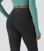 High Waisted Side Pocket Thermal Yoga Leggings — Black — view 4