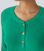 Round Neck Front Long Sleeve Casual Jumper — Mint Leaf — view 4