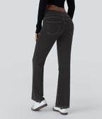 Low Rise Back Pockets Stretchy Knit Casual Bootcut Jeans — Black Rock Denim — view 2