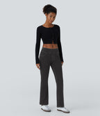 Low Rise Back Pockets Stretchy Knit Casual Bootcut Jeans — Black Rock Denim — view 6