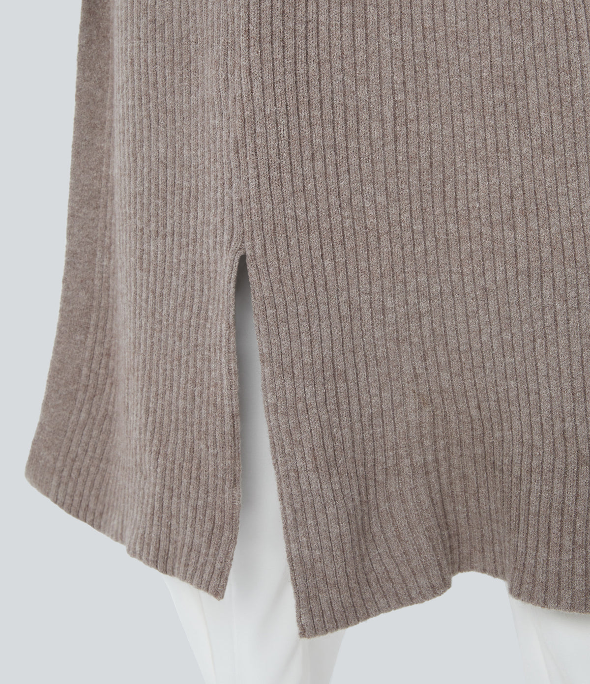 Hooded Long Sleeve Pocket Longline Casual Cardigan — Mocha Meringue — view 6