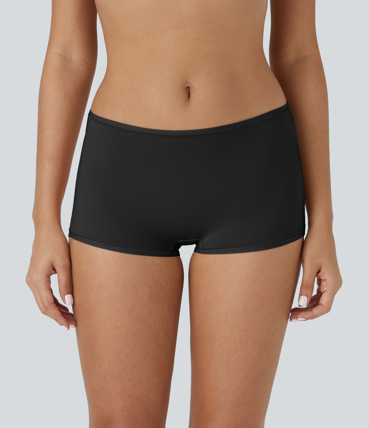 High Stretch Skin Friendly Low Rise Solid Lounge Boy Shorts — Black — view 6
