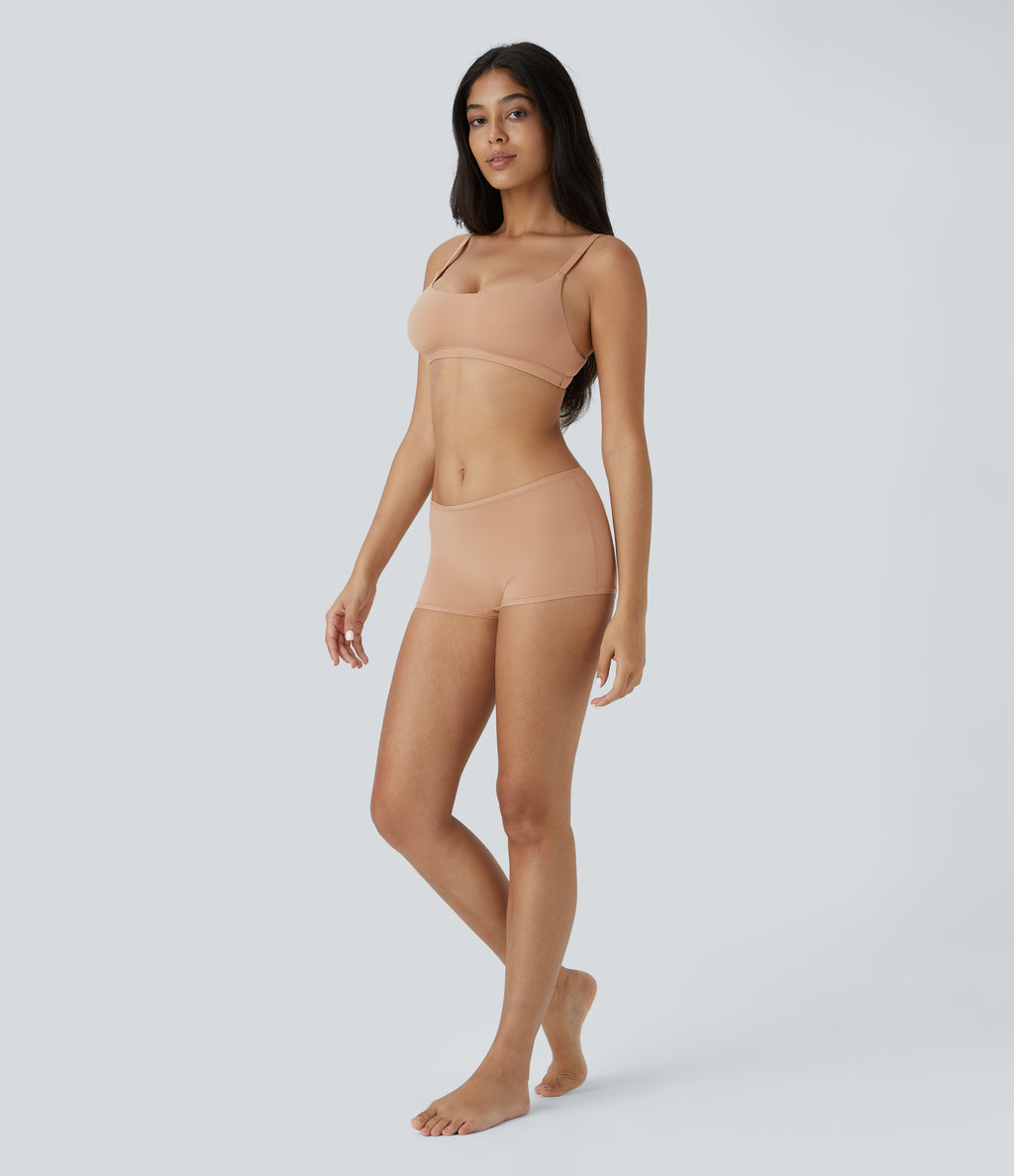 High Stretch Skin Friendly Low Rise Solid Lounge Boy Shorts — Maple Sugar — view 5