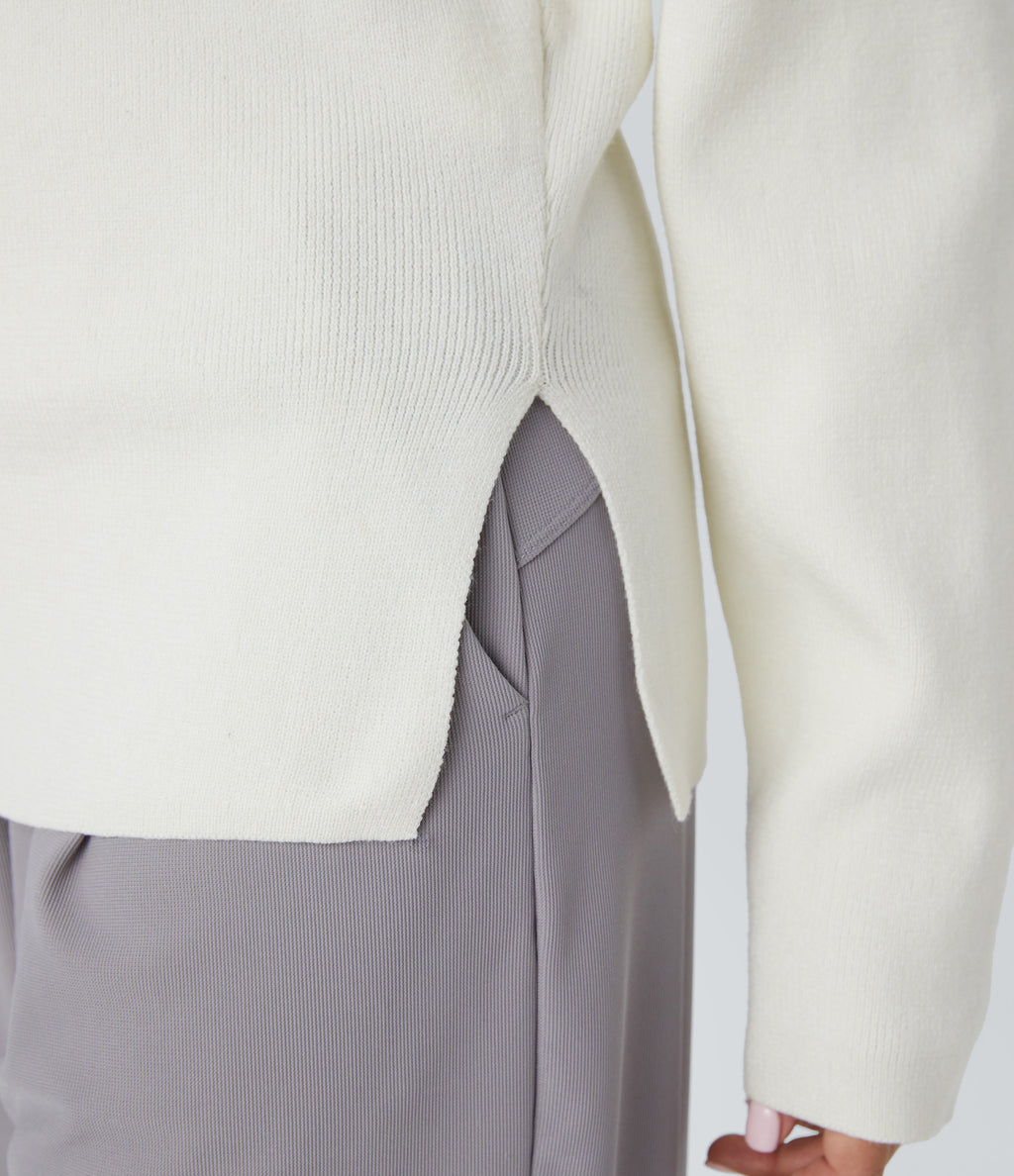 Off Shoulder Long Sleeve Work Jumper — Lily White — view 5