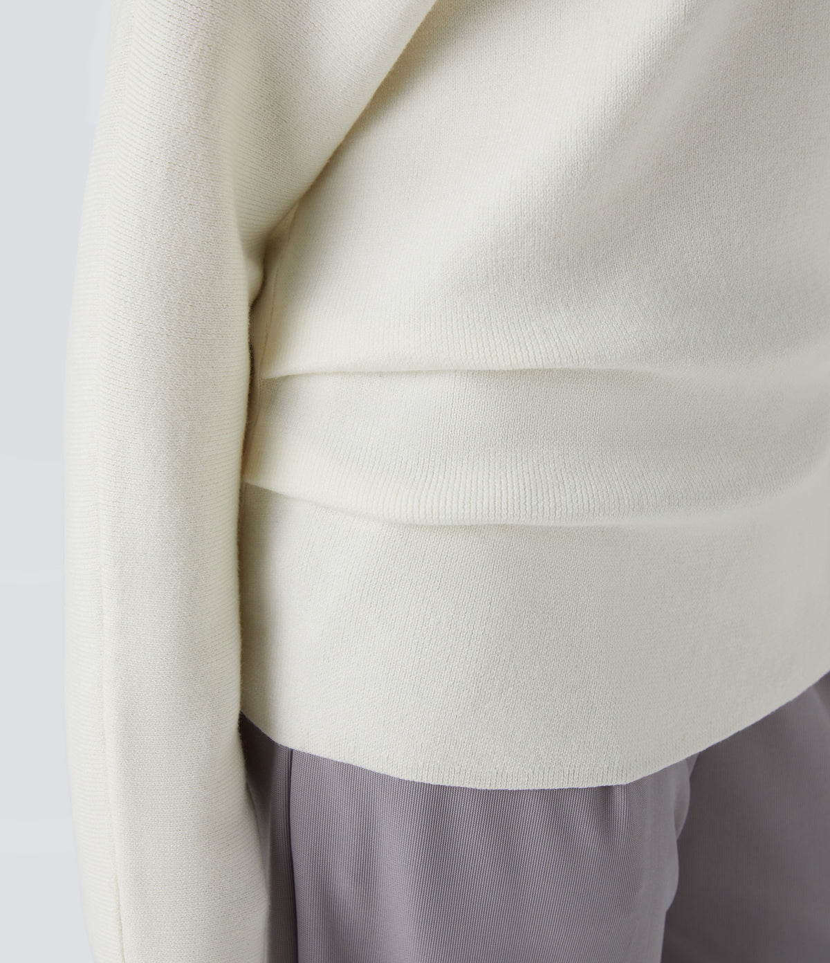 Off Shoulder Long Sleeve Work Jumper — Lily White — view 6