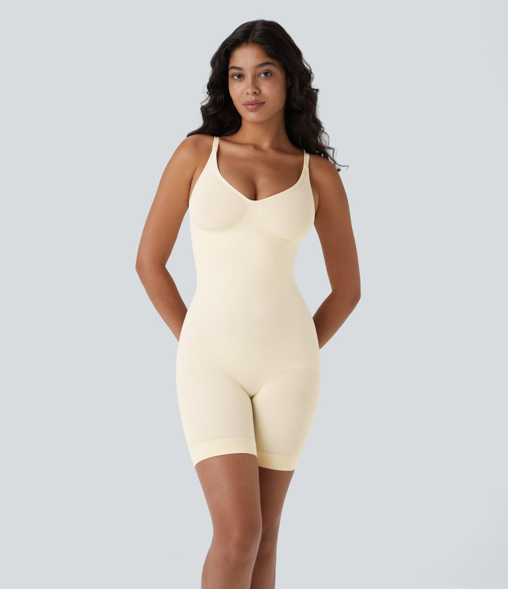 Seamless Flow Adjustable Strap Backless Tummy Control Butt Lifting Lounge Sculpting Shapewear Bodysuit — Vanilla Ice — view 3