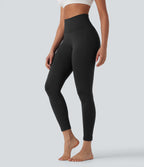 OneForm Seamless Flow High Waisted Tummy Control Butt Lifting Yoga Leggings — Black — view 5