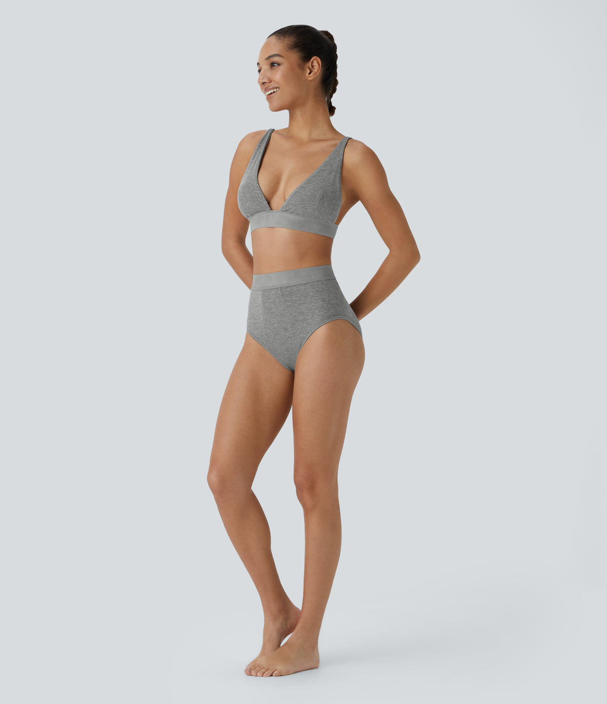 High Stretch Skin Friendly High Waisted Lounge Panties — Fog Gray — view 6