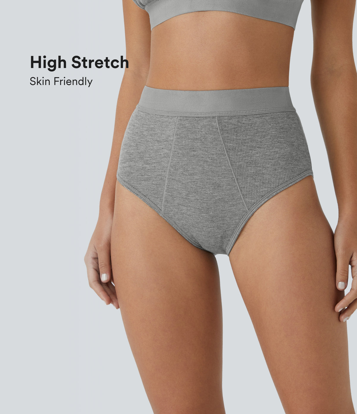 High Stretch Skin Friendly High Waisted Lounge Panties — Fog Gray — view 1