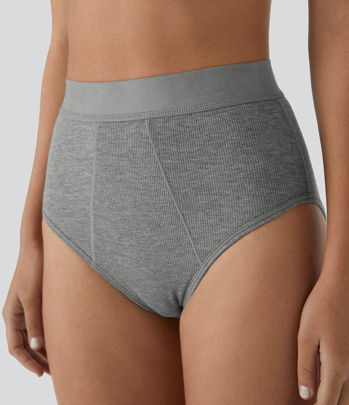 High Stretch Skin Friendly High Waisted Lounge Panties — Fog Gray — view 4