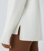 V Neck Long Sleeve Casual Jumper — Star White — view 4