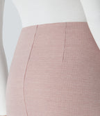 High Waisted Asymmetric Ruched 2-in-1 Houndstooth Mini Work Skirt — Pink Sand Houndstooth — view 6