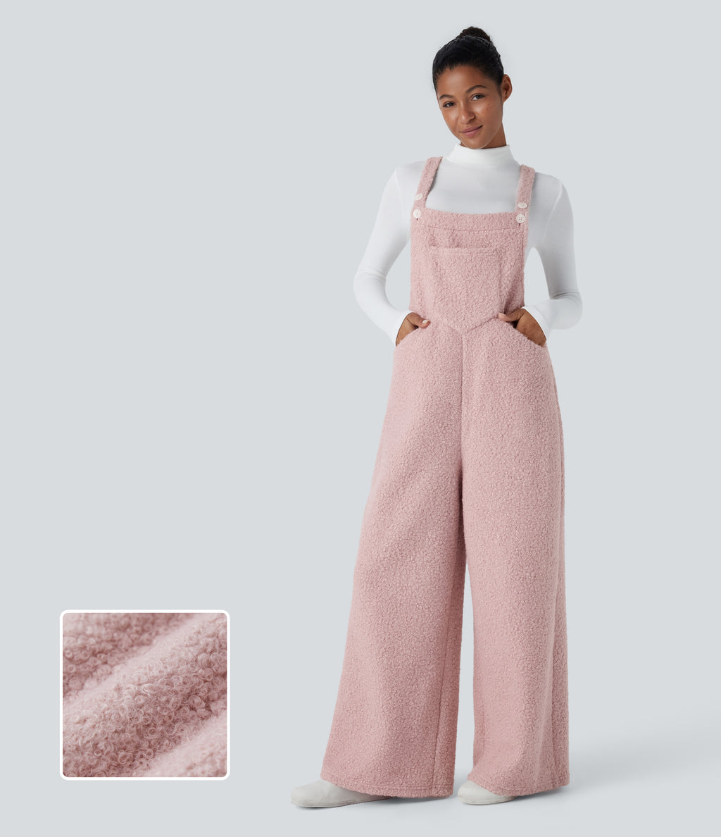 Pockets Casual Teddy Dungarees — Dirty Pink — view 1