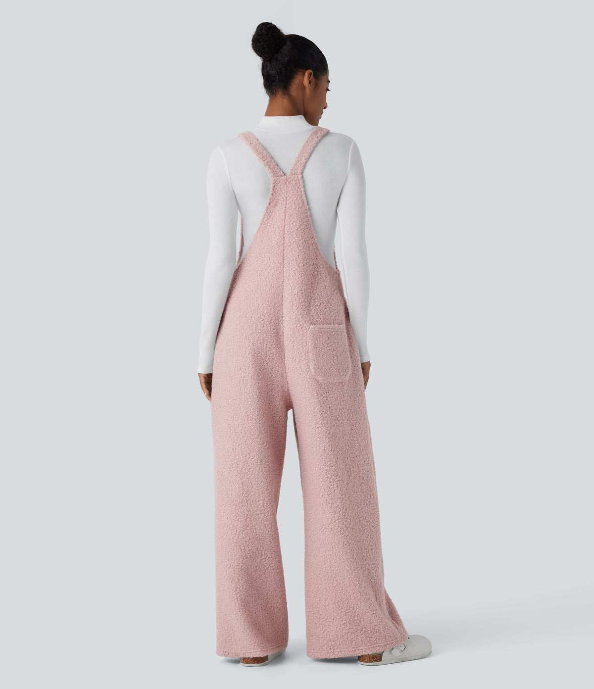 Pockets Casual Teddy Dungarees — Dirty Pink — view 2