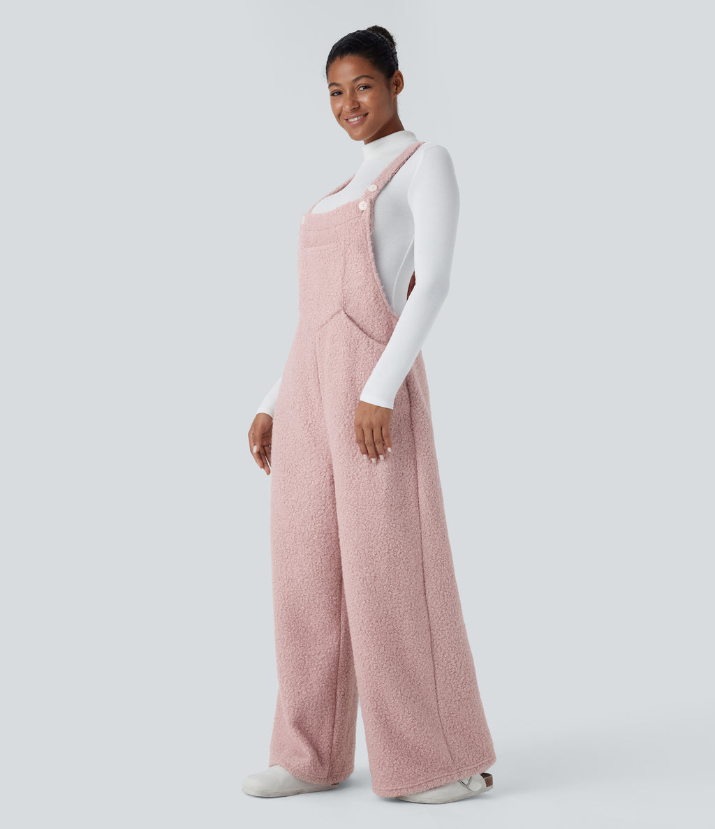 Pockets Casual Teddy Dungarees — Dirty Pink — view 3