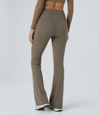 High Waisted Tummy Control Shaping Yoga Flared Leggings — Dawn Brown — view 2