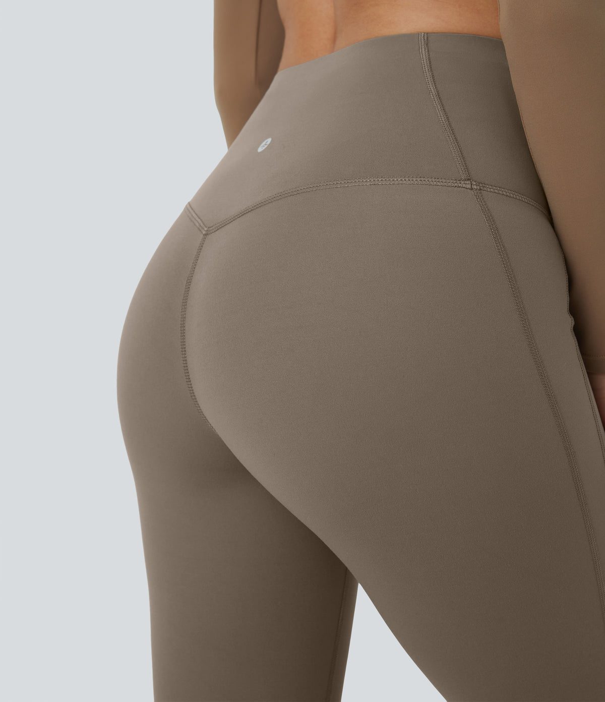 High Waisted Tummy Control Shaping Yoga Flared Leggings — Dawn Brown — view 4