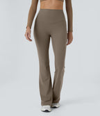 High Waisted Tummy Control Shaping Yoga Flared Leggings — Dawn Brown — view 3