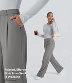 High Waisted Pocket Work Flare Trousers — Silent Storm — view 2