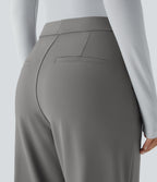 High Waisted Pocket Work Flare Trousers — Silent Storm — view 8