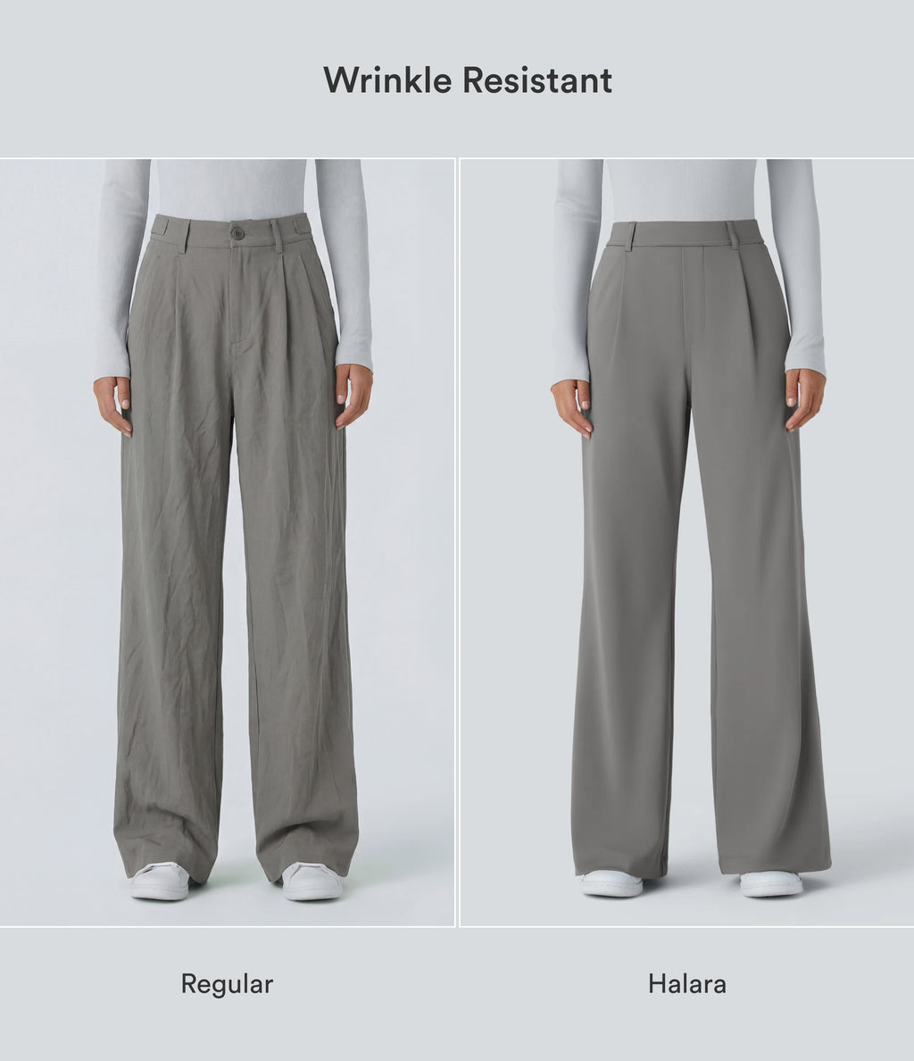 High Waisted Pocket Work Flare Trousers — Silent Storm — view 5