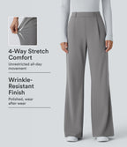 High Waisted Pocket Work Flare Trousers — Silent Storm — view 1