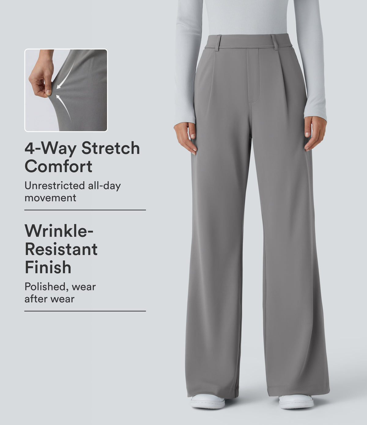 High Waisted Pocket Work Flare Trousers — Silent Storm — view 1