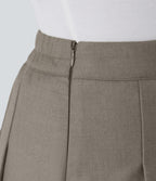 High Waisted Invisible Zipper Pleated Mini 2-in-1 Casual Skirt — That's Shady - Taupe — view 6