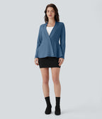 V Neck Single Front Work Peplum Jacket — Stellar — view 5