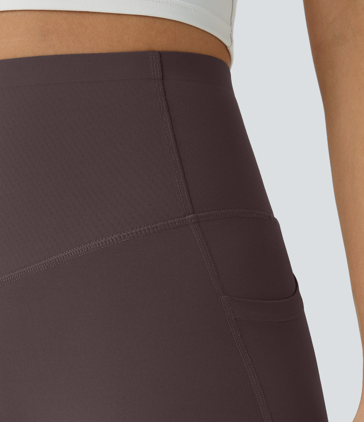 High Waisted Butt Lifting Tummy Control Pocket Shaping Workout Leggings — Hazelnut Black — view 6
