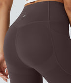 High Waisted Butt Lifting Tummy Control Pocket Shaping Workout Leggings — Hazelnut Black — view 7