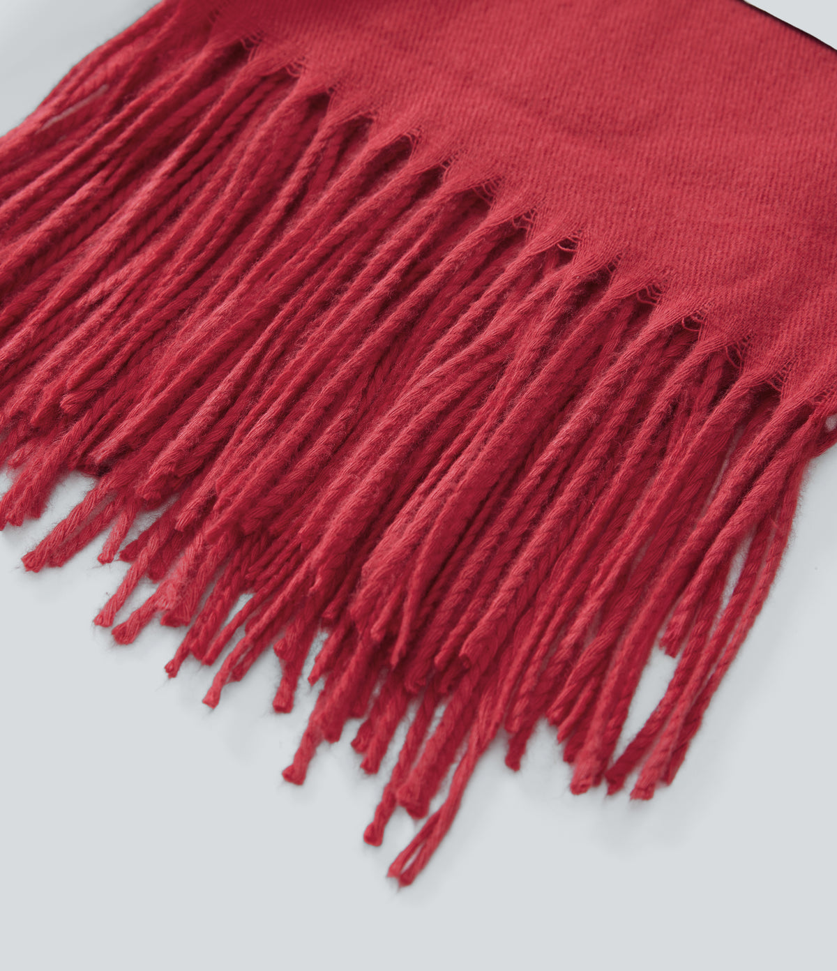 Knit Fringe Casual Scarf — Ribbon Red — additional view