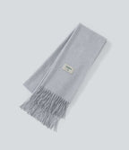 Knit Fringe Casual Scarf — Grey — view 1