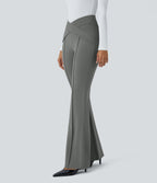 High Waisted Crossover Casual Pants — Putty Gray — view 6