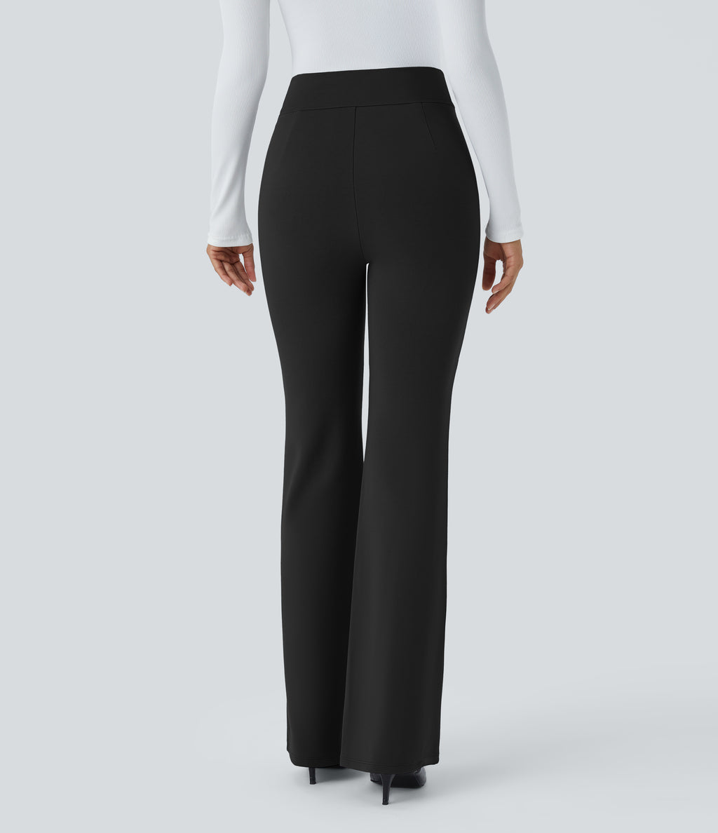 High Waisted Crossover Casual Pants — Black — view 2