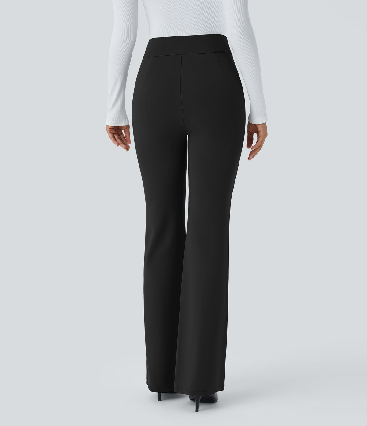 High Waisted Crossover Casual Pants — Black — view 2