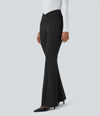 High Waisted Crossover Casual Pants — Black — view 1