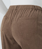 Mid Rise Button Zipper Multiple Pockets Corduroy Casual Plus Size Joggers — Acorn — view 4