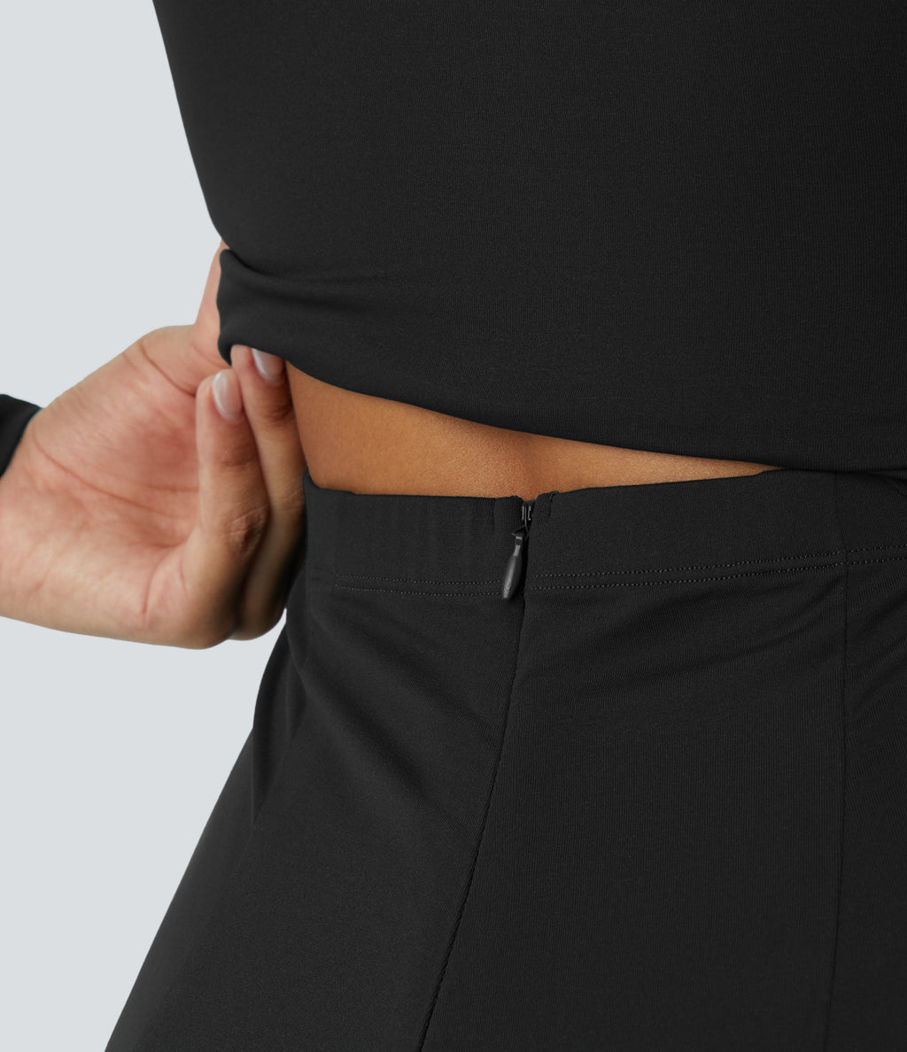 Long Sleeve Pocket Wide Leg Jumpsuit — Black — view 6