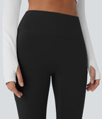 Plush Thermal High Waisted Double Pockets 7/8 Yoga Leggings — Black — view 6