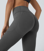 High Waisted Scrunch Butt Lifting Tummy Control Pocket Shaping Capri Training Leggings — Volcanic Ash — view 5