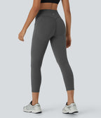 High Waisted Scrunch Butt Lifting Tummy Control Pocket Shaping Capri Training Leggings — Volcanic Ash — view 1