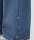 High Waisted Pockets Adjustable Hem Wide Leg Washed Casual Jeans — Blue Spruce Denim — view 8