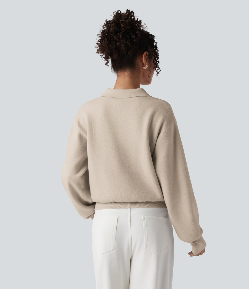 Pocket Long Sleeve Casual Jumper — Cement — view 2