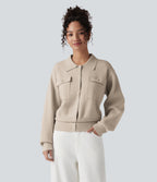 Pocket Long Sleeve Casual Jumper — Cement — view 1