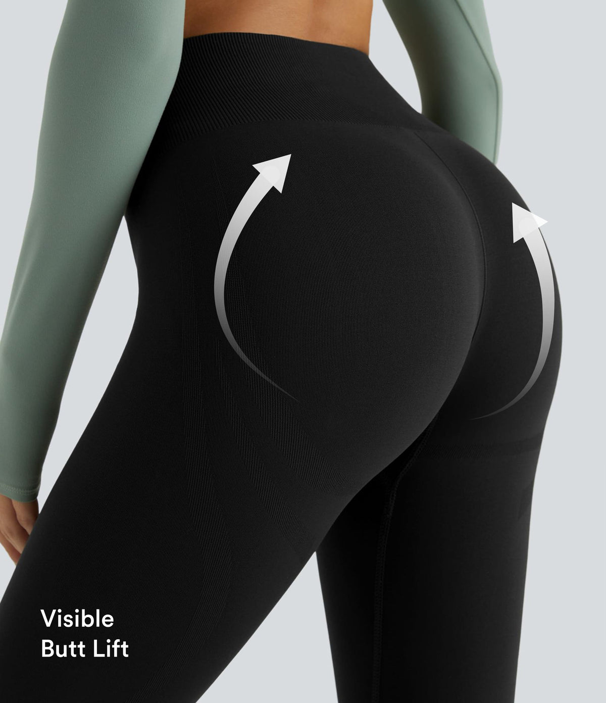 OneForm Seamless Flow Mid Rise Tummy Control Butt Lifting Yoga Leggings — Black — view 5