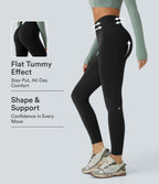 OneForm Seamless Flow Mid Rise Tummy Control Butt Lifting Yoga Leggings — Black — view 1