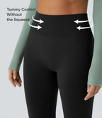 OneForm Seamless Flow Mid Rise Tummy Control Butt Lifting Yoga Leggings — Black — view 8
