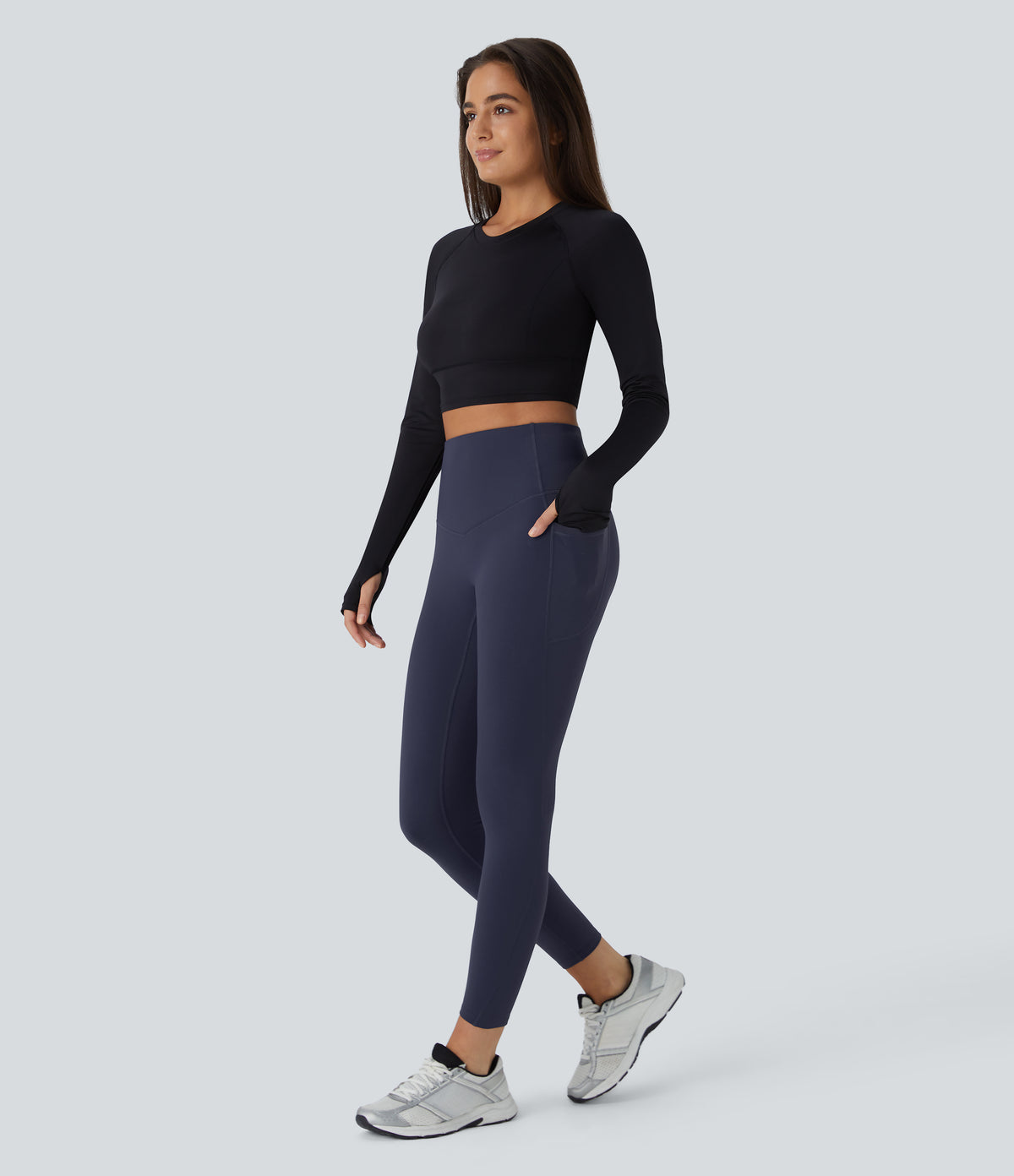 Plush Thermal High Waisted Tummy Control Pocket Workout Leggings — Overture — view 8