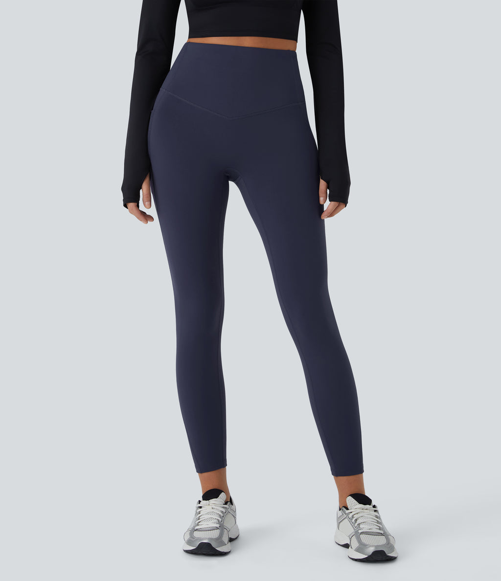 Plush Thermal High Waisted Tummy Control Pocket Workout Leggings — Overture — view 3